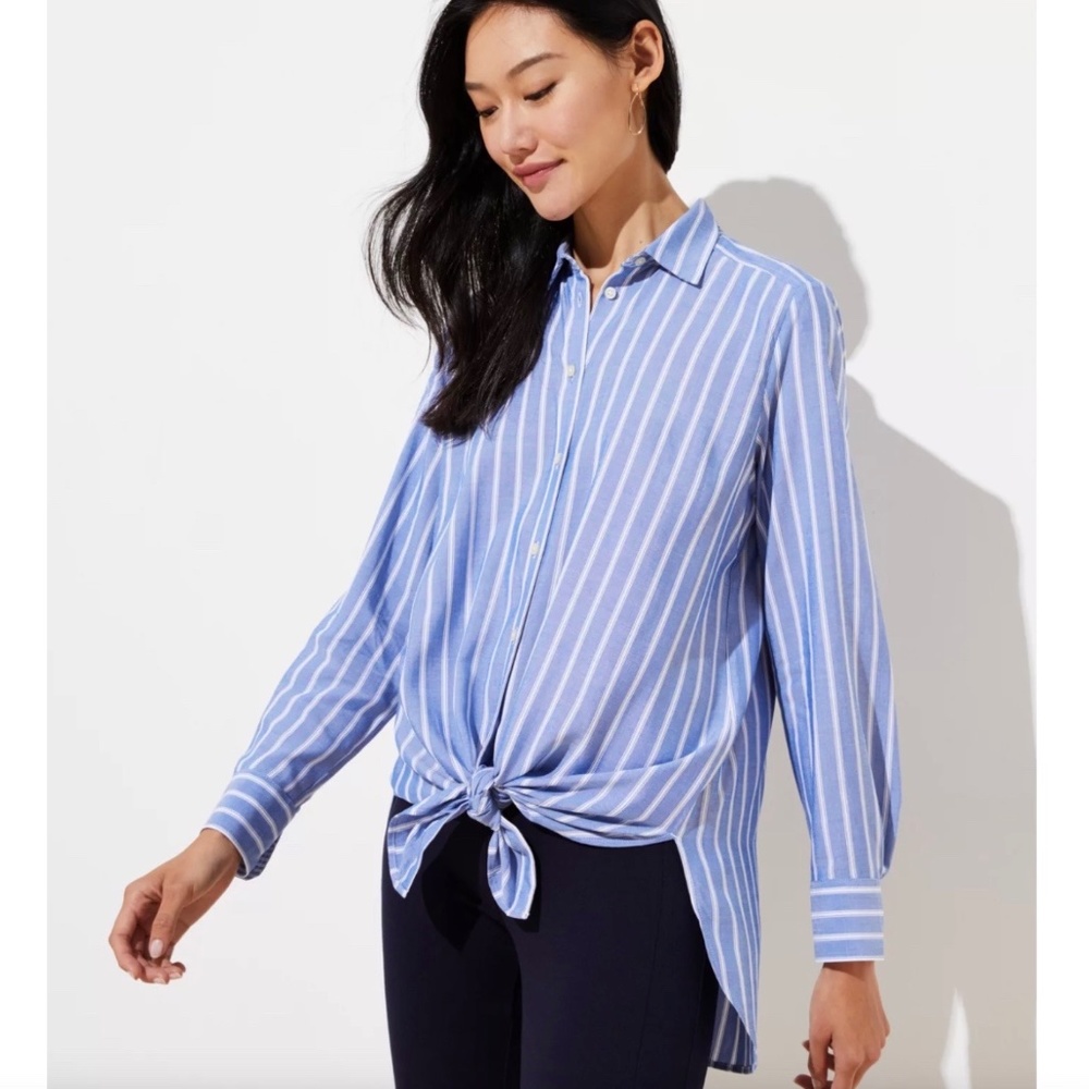 Loft Petite Striped Tunic Shirt
